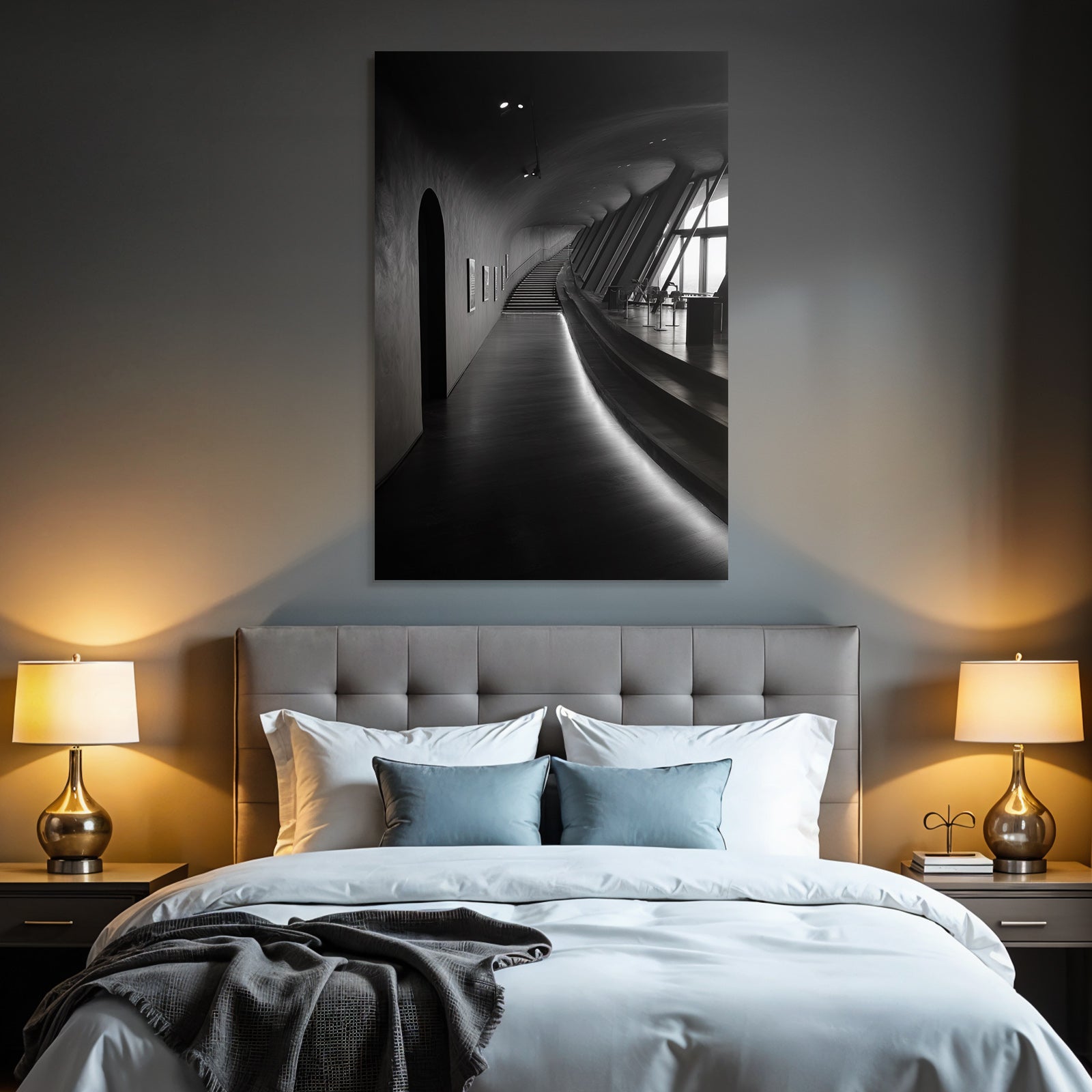 Modern Modern Interior View Curved Hallway And Staircase