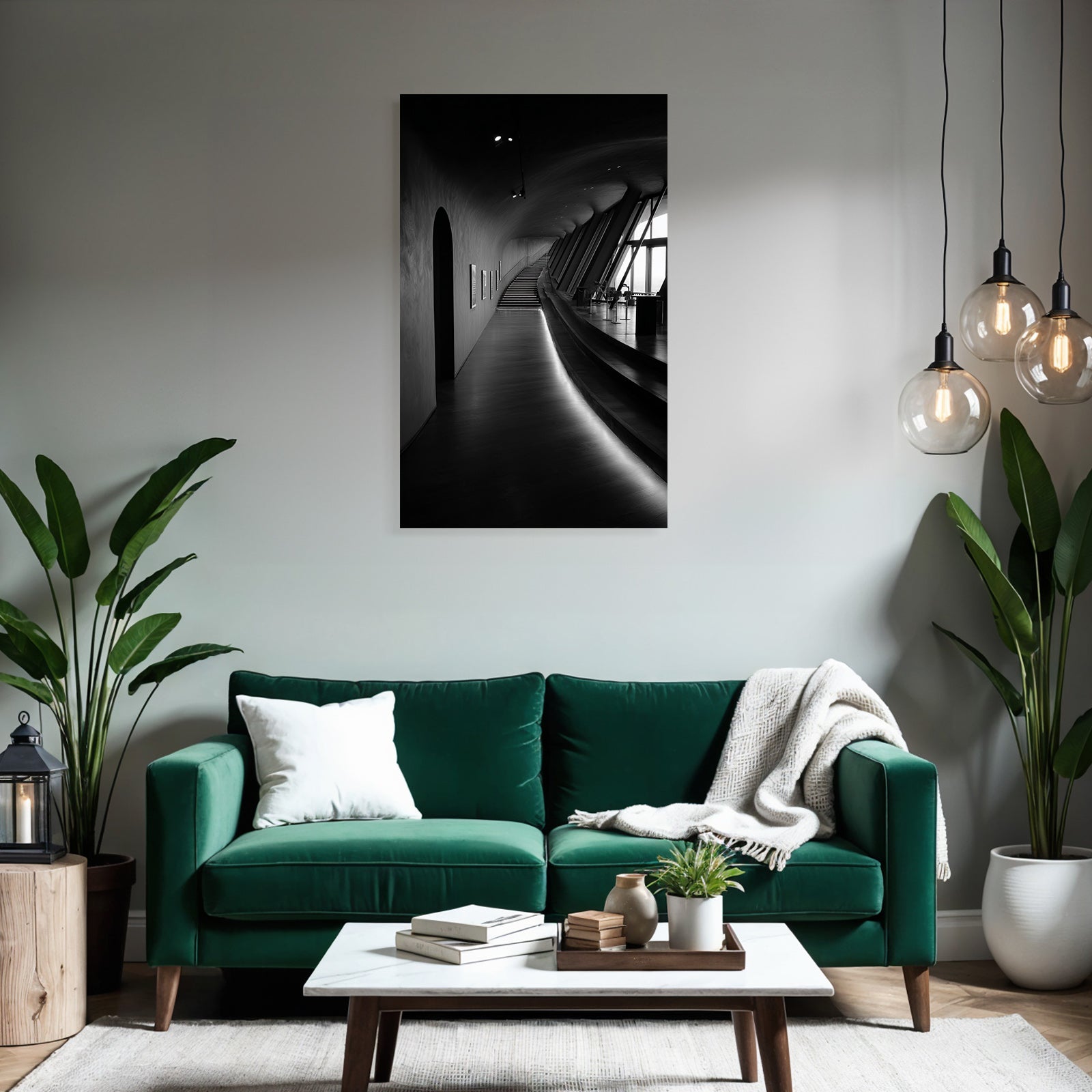 Modern Modern Interior View Curved Hallway And Staircase