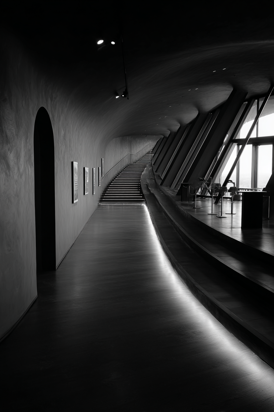 Moderne Moderne Innenansicht Gekrümmter Flur Und Treppe | Moderne Architektur | Architektur