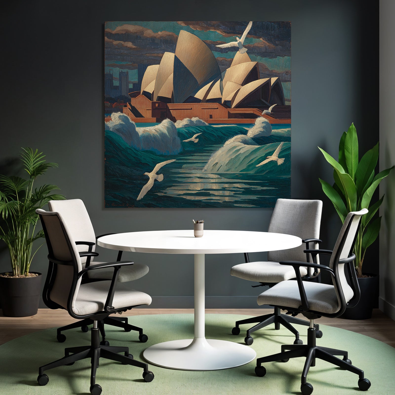 Modern Dramatic Seascape With Sydney Harbour And Bird In Flight