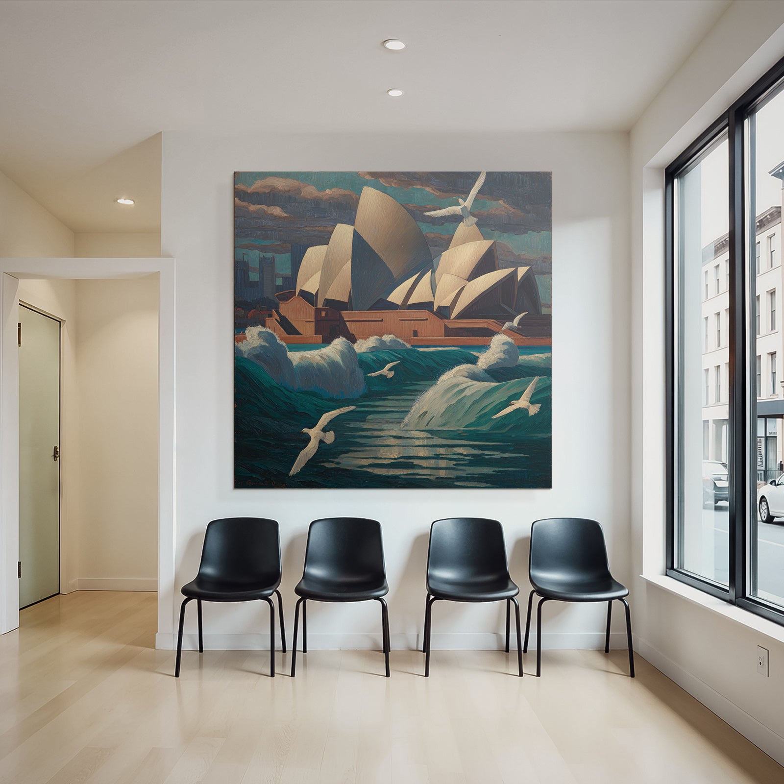 Modern Dramatic Seascape With Sydney Harbour And Bird In Flight