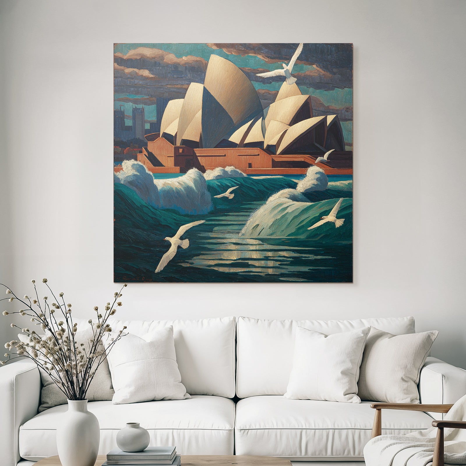 Modern Dramatic Seascape With Sydney Harbour And Bird In Flight