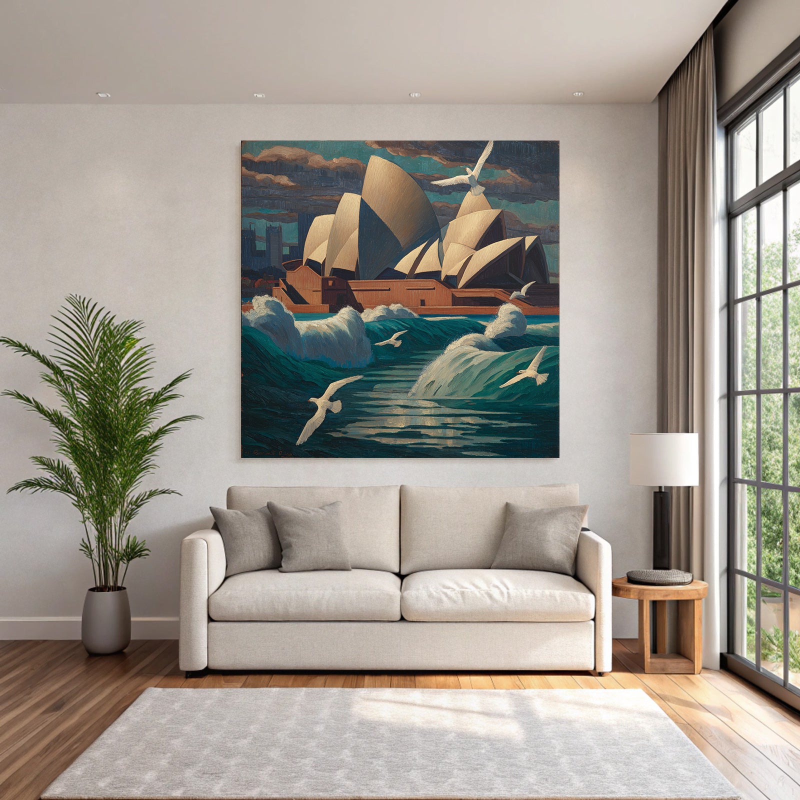 Modern Dramatic Seascape With Sydney Harbour And Bird In Flight