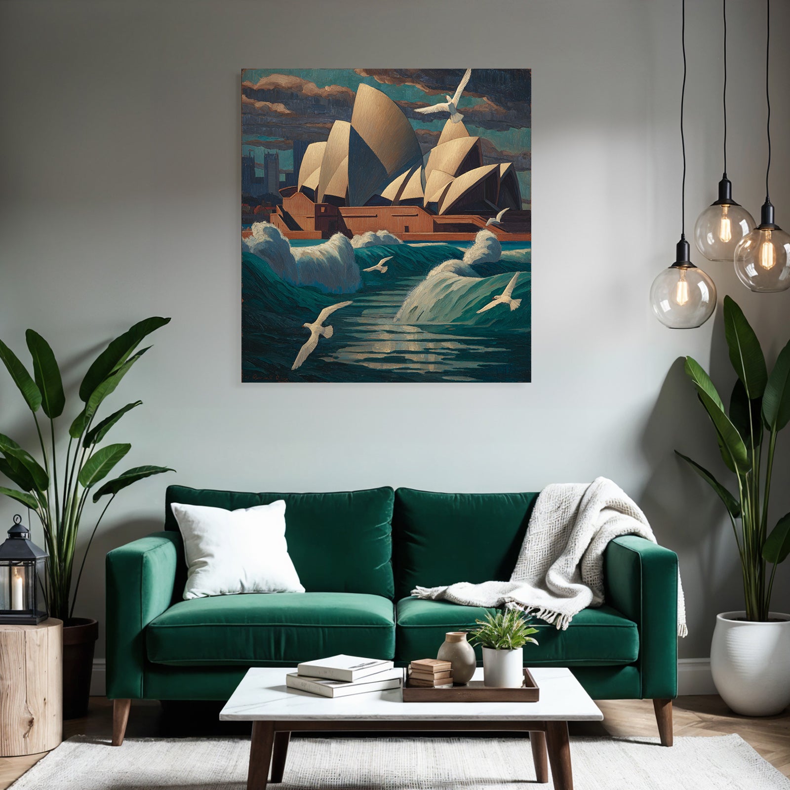 Modern Dramatic Seascape With Sydney Harbour And Bird In Flight