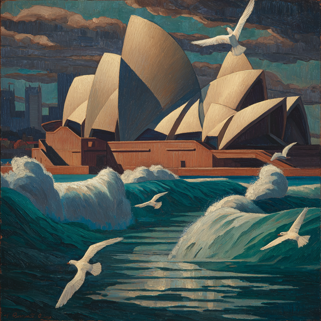 Moderne Dramatische Meeresseite Mit Sydneye Und Vogel Im Flug | Moderne Architektur | Architektur