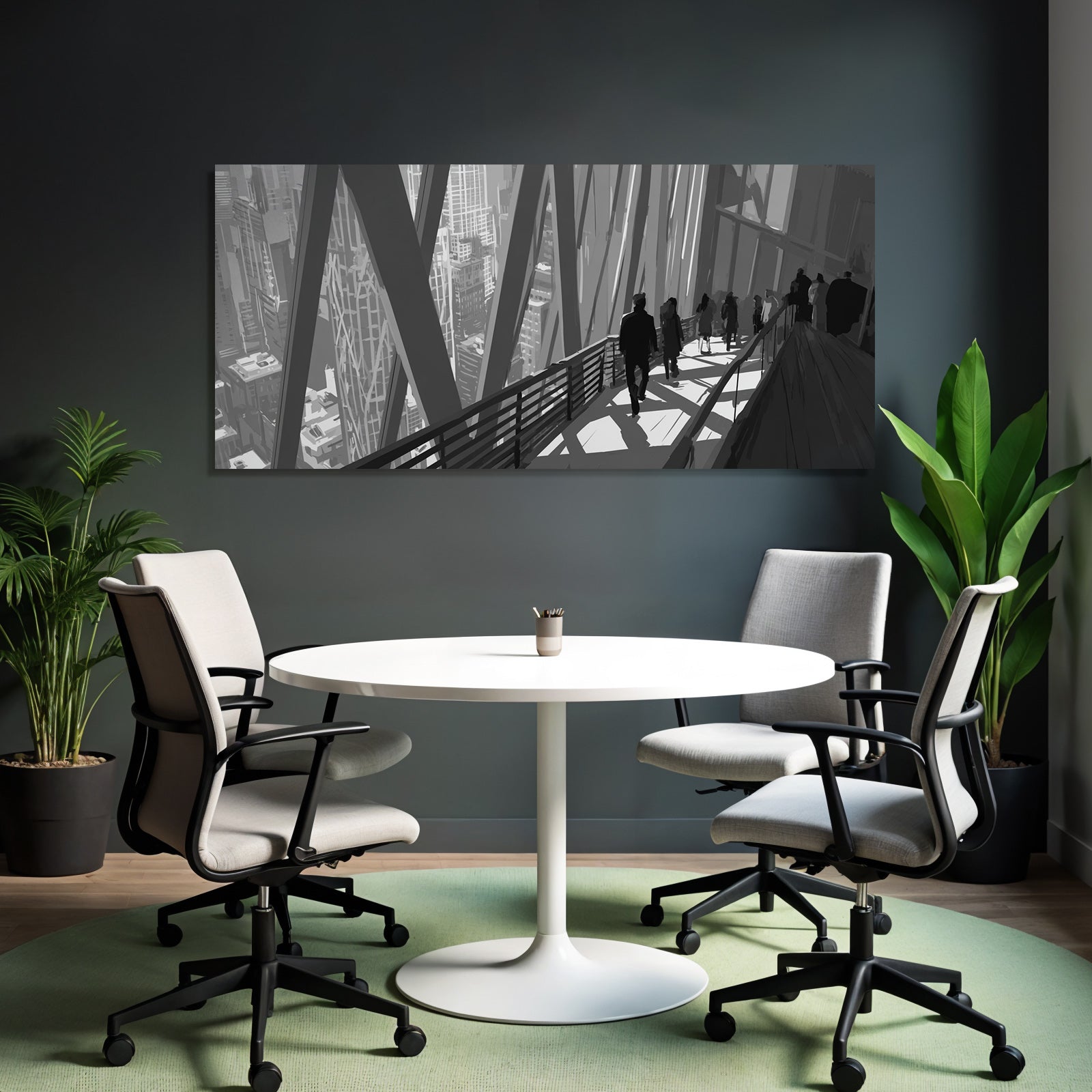 Modern Futuristic Cityscape With Terrace And Large Buildings