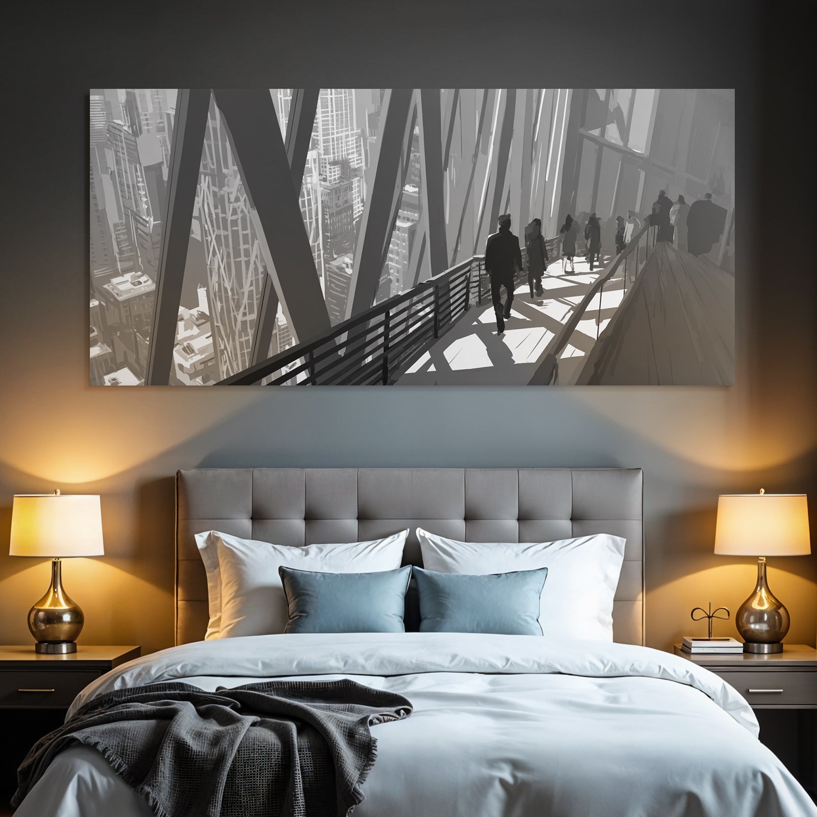 Modern Futuristic Cityscape With Terrace And Large Buildings