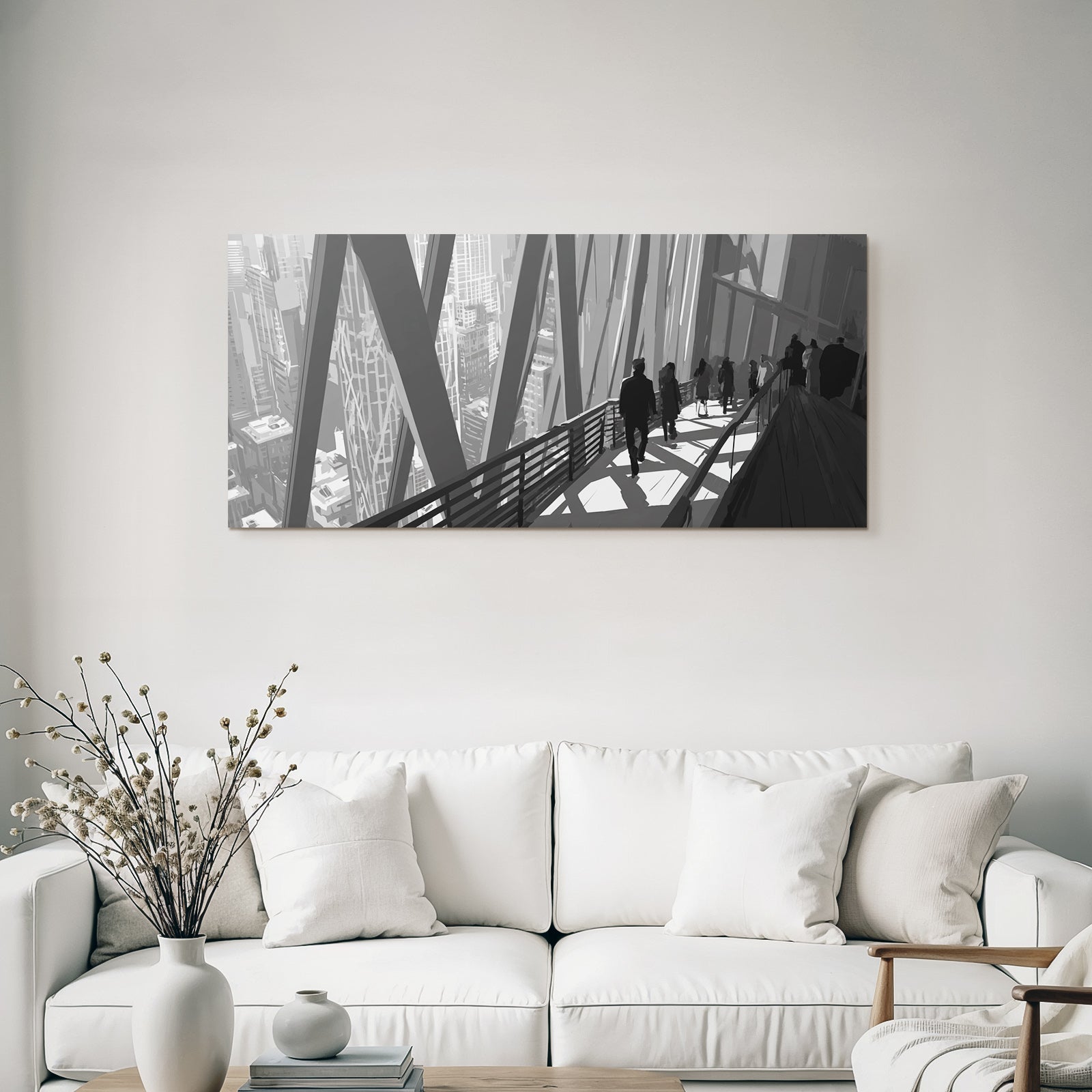 Modern Futuristic Cityscape With Terrace And Large Buildings