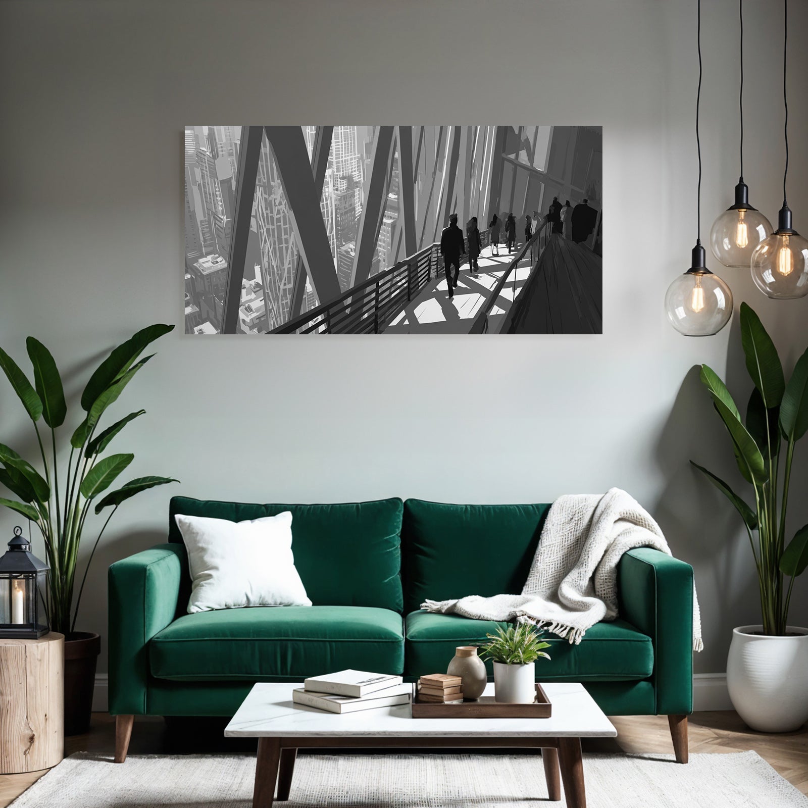 Modern Futuristic Cityscape With Terrace And Large Buildings