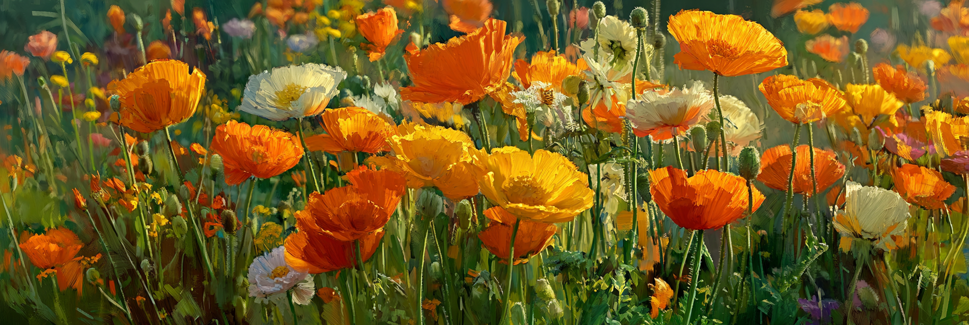 Frühjahrliches Buntes Feld | Mohn  Pusteblume  Kornblume | Blumen