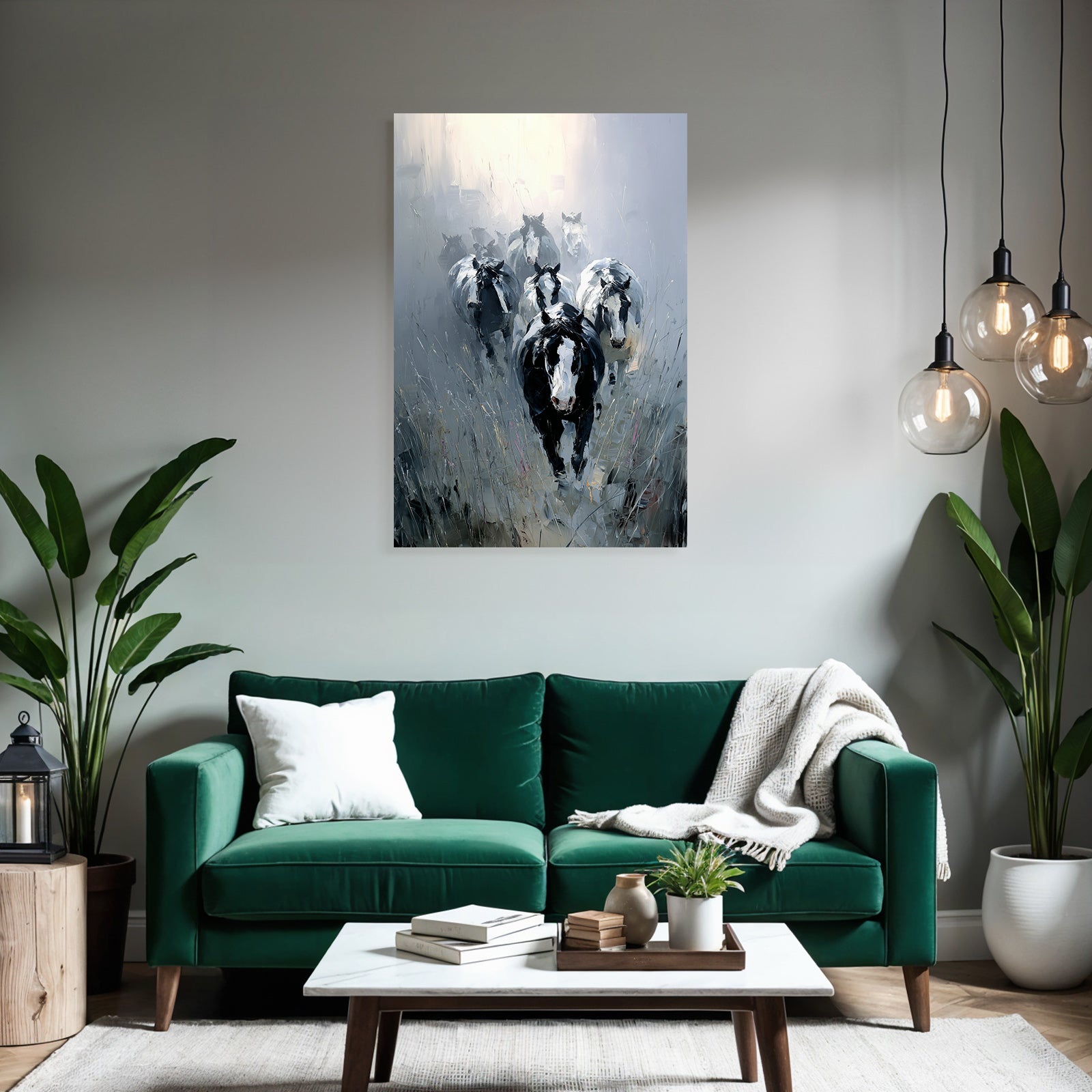 Schwarze Und Weisse Kuehe Im Nebel Landschaft Impressionistisch