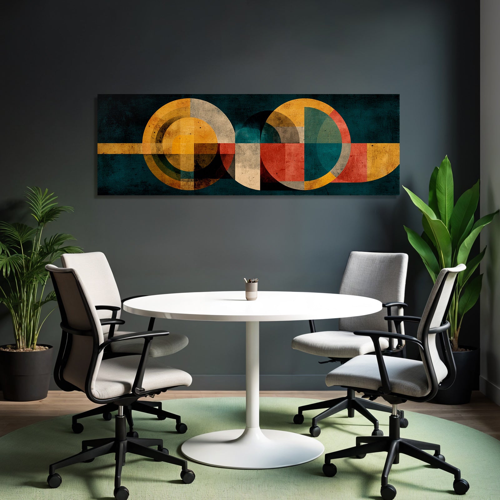 Abstraktes Geometrisches Design Mit Gedaempfter Farbpalette