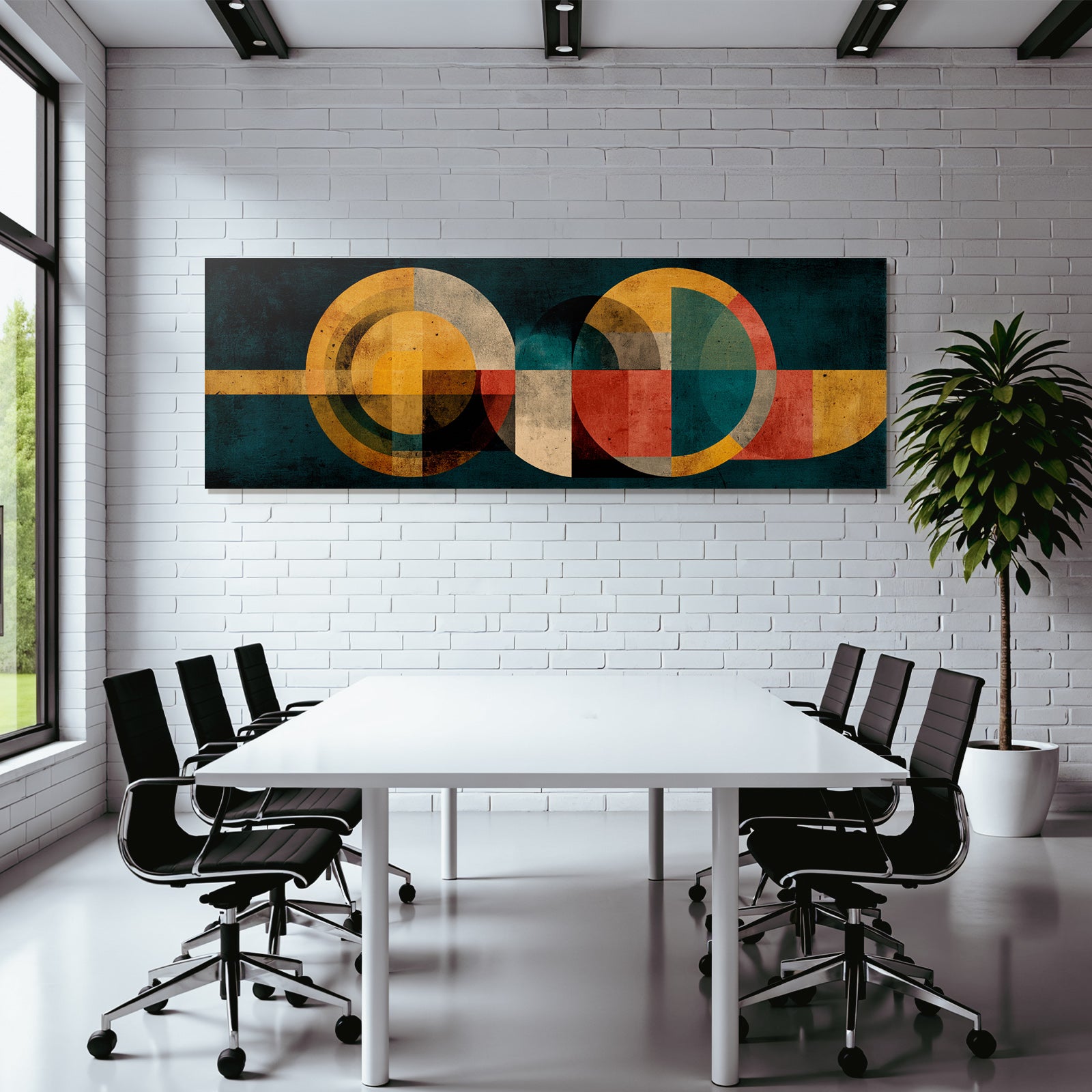 Abstraktes Geometrisches Design Mit Gedaempfter Farbpalette