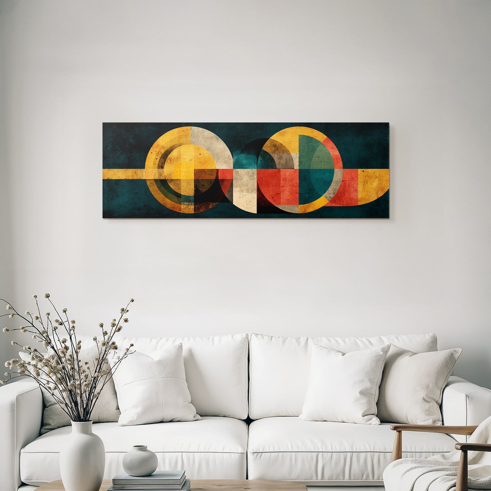 Abstraktes Geometrisches Design Mit Gedaempfter Farbpalette