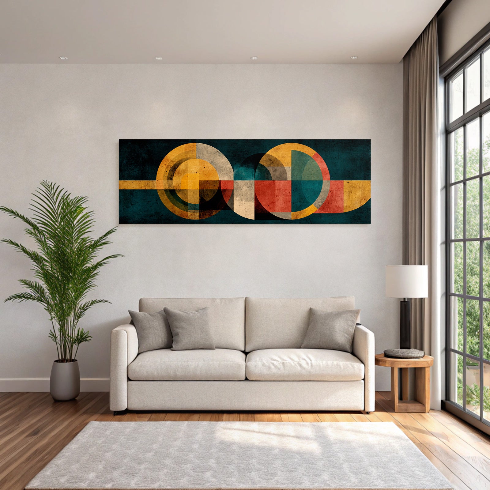Abstraktes Geometrisches Design Mit Gedaempfter Farbpalette