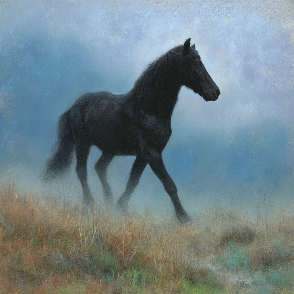 Schwarzes Pferd Im Nebel | Grandeur Chic | Einrichtungsstile