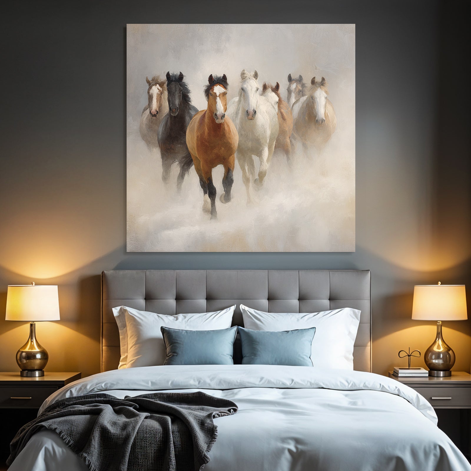 Sechs Pferde Im Nebel