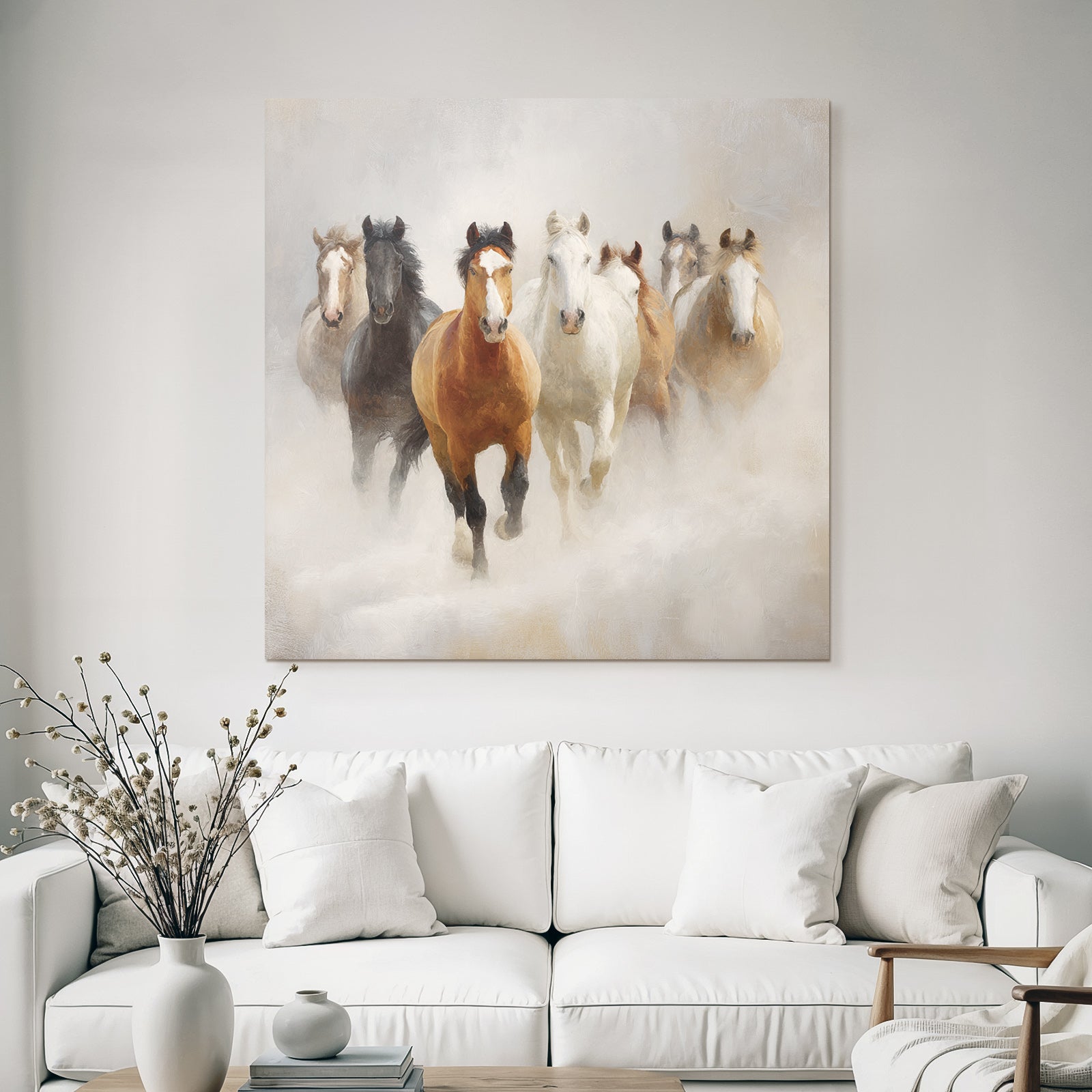 Sechs Pferde Im Nebel