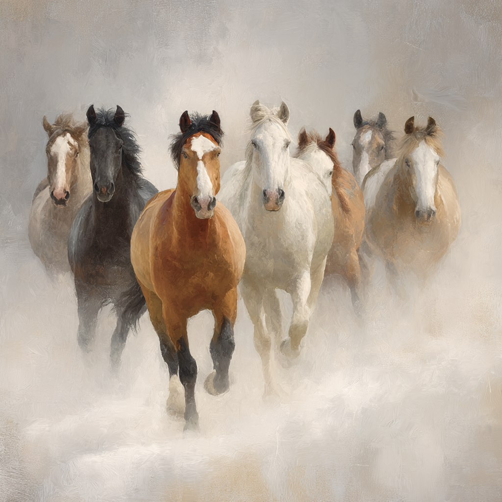 Sechs Pferde Im Nebel | Grandeur Chic | Einrichtungsstile