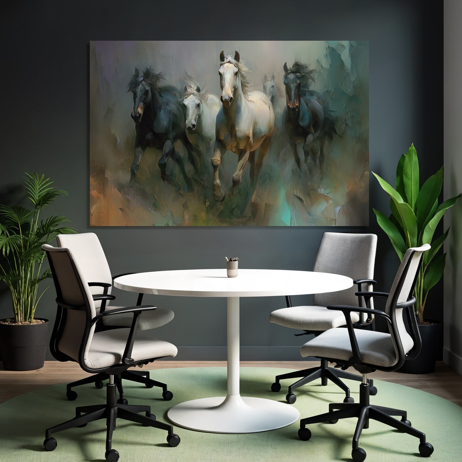 Group of horses in artistic style