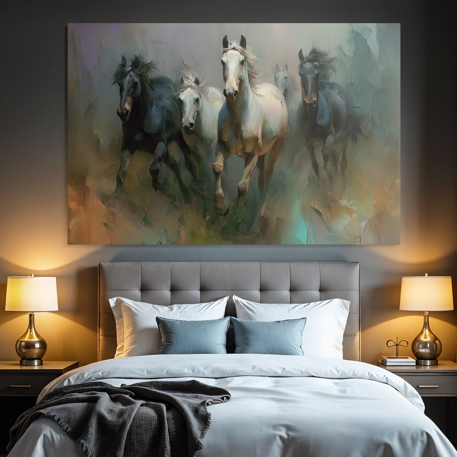 Group of horses in artistic style