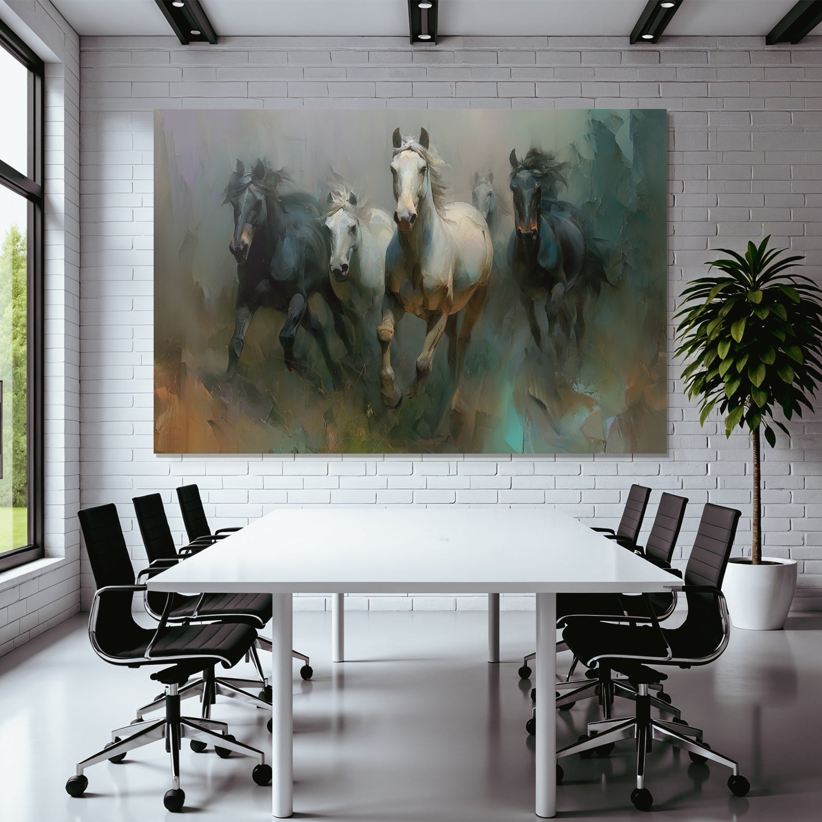 Group of horses in artistic style
