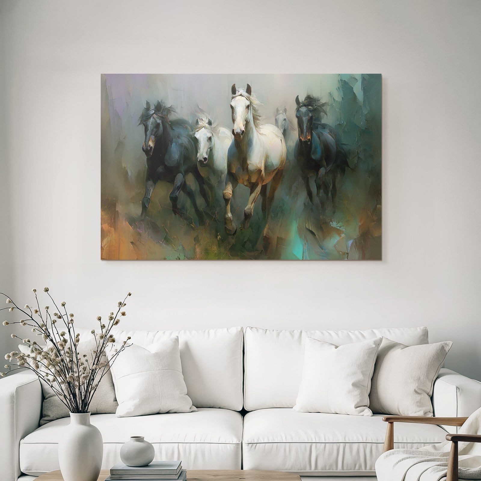 Group of horses in artistic style