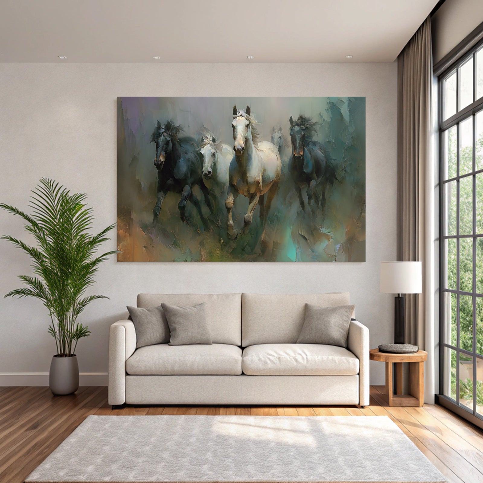Group of horses in artistic style
