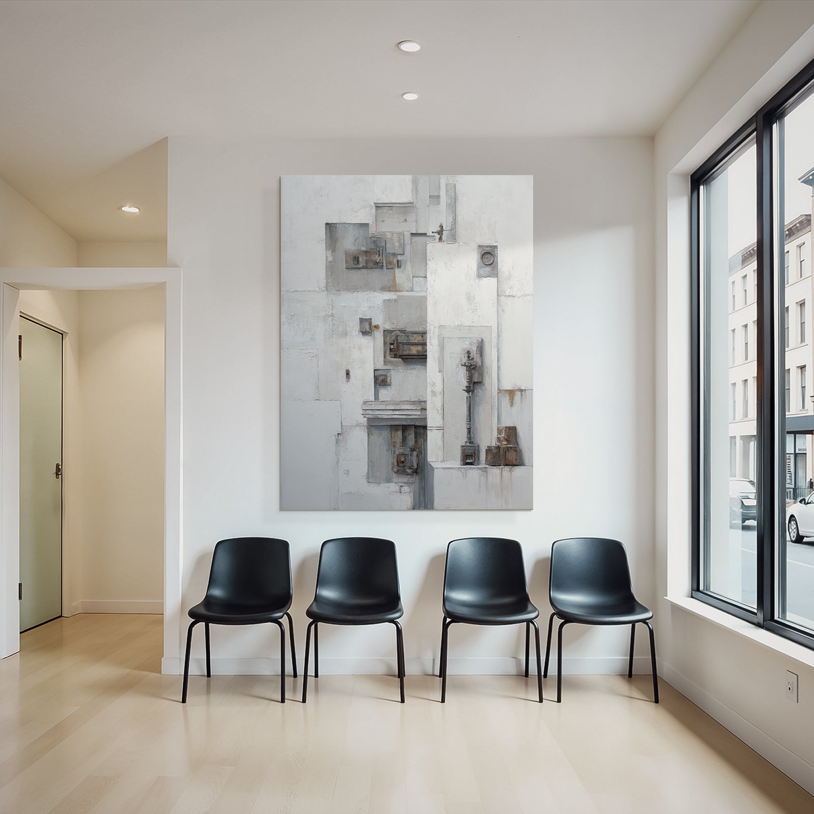 Abstract Art White Grey Metal Textures
