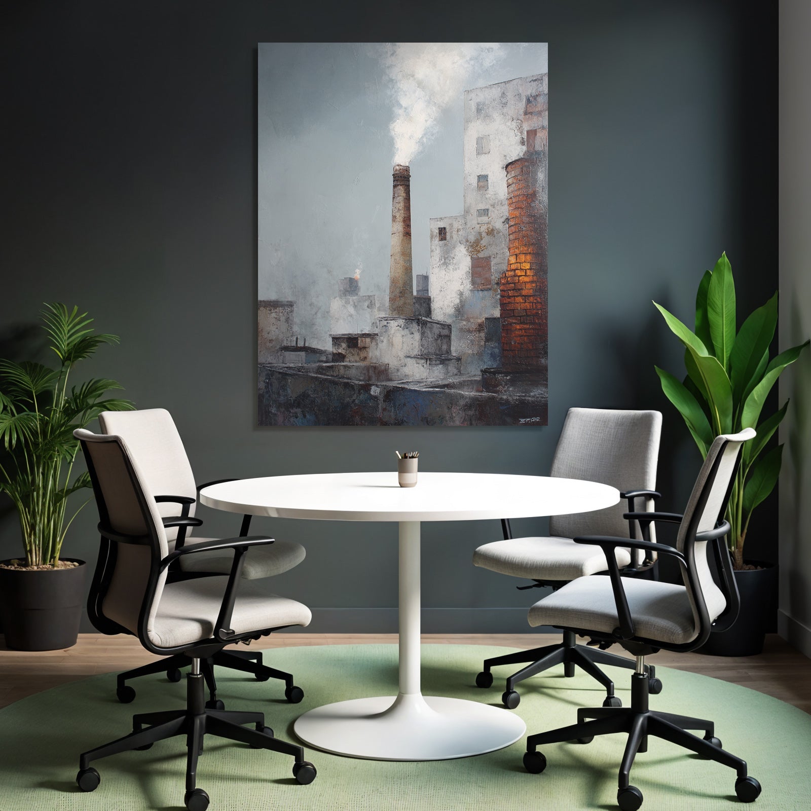 Industriege Bauede Mit Rauch Und Wolkenhimmel