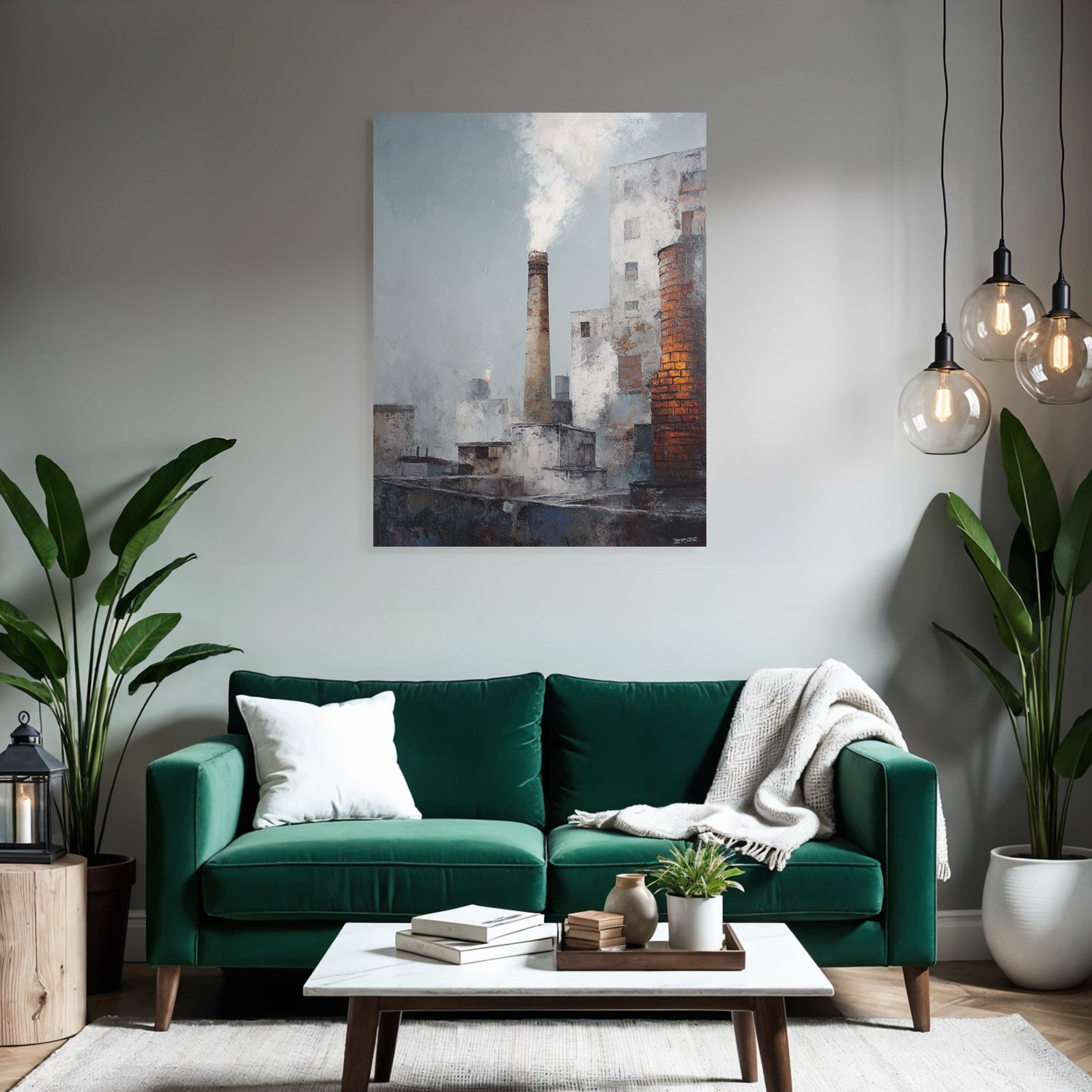 Industriege Bauede Mit Rauch Und Wolkenhimmel