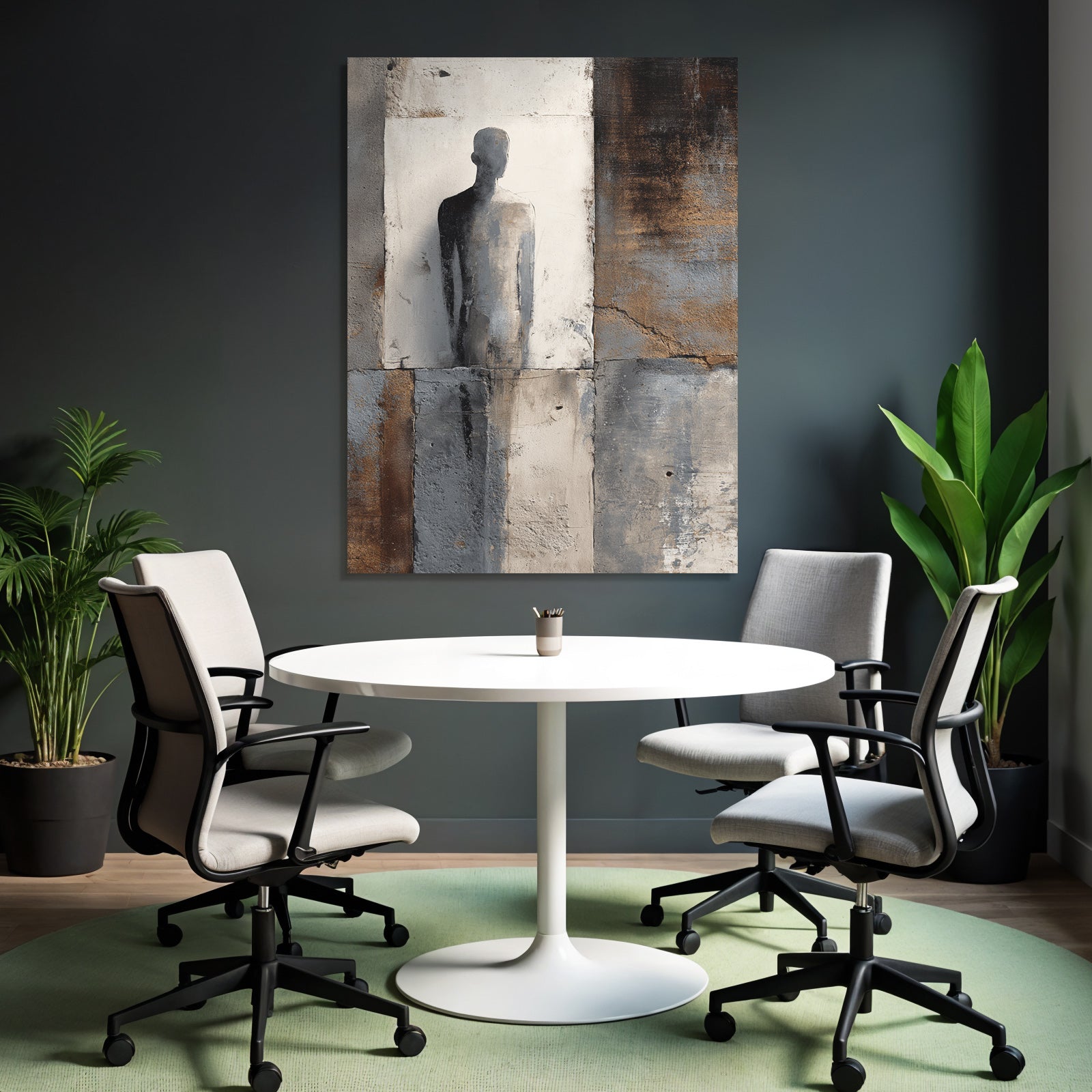 Silhouette Auf Wand Mit Farben Und Strukturen