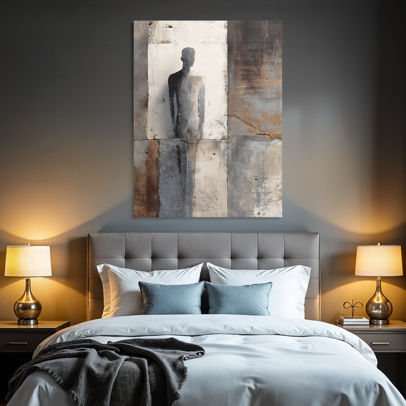 Silhouette Auf Wand Mit Farben Und Strukturen