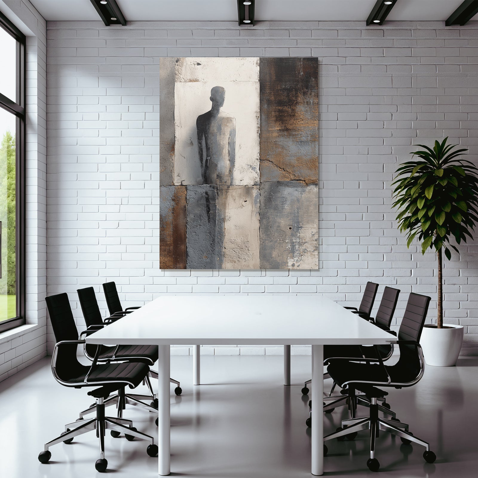 Silhouette Auf Wand Mit Farben Und Strukturen