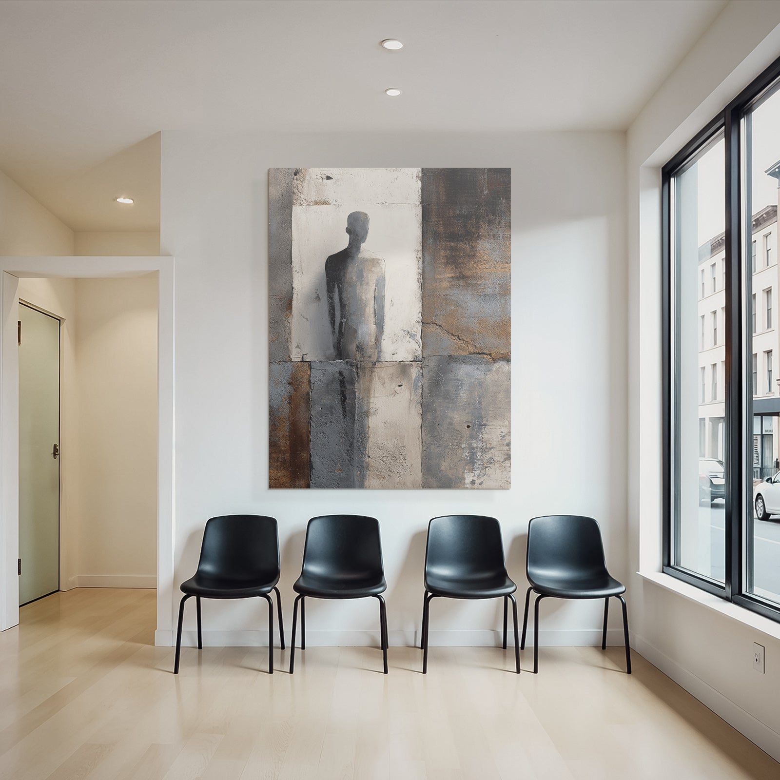 Silhouette Auf Wand Mit Farben Und Strukturen