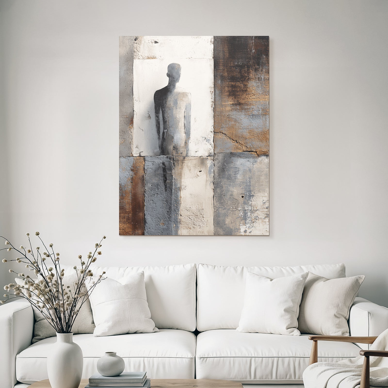 Silhouette Auf Wand Mit Farben Und Strukturen