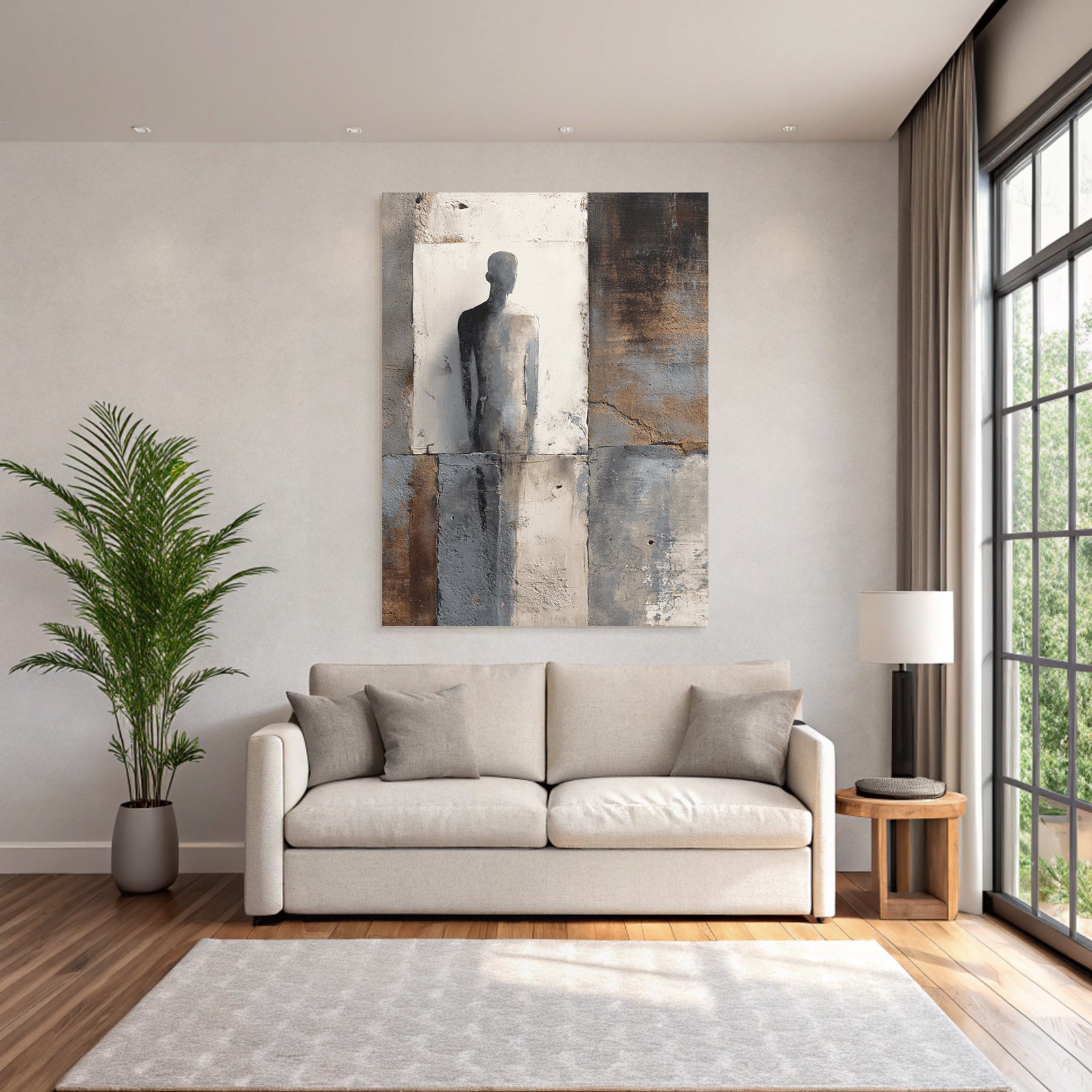 Silhouette Auf Wand Mit Farben Und Strukturen