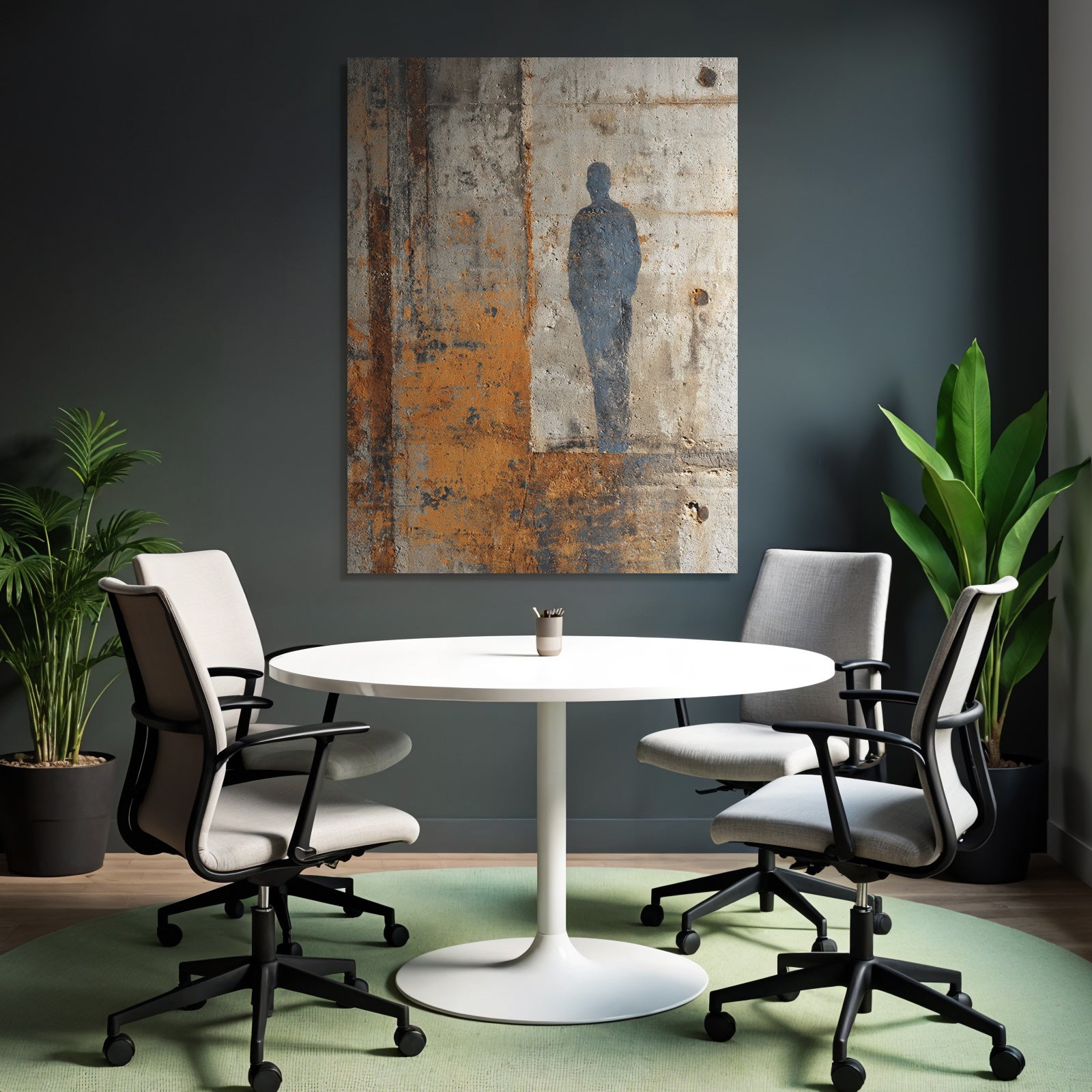 Silhouette Einer Person Auf Texturiertem Beton Hintergrund