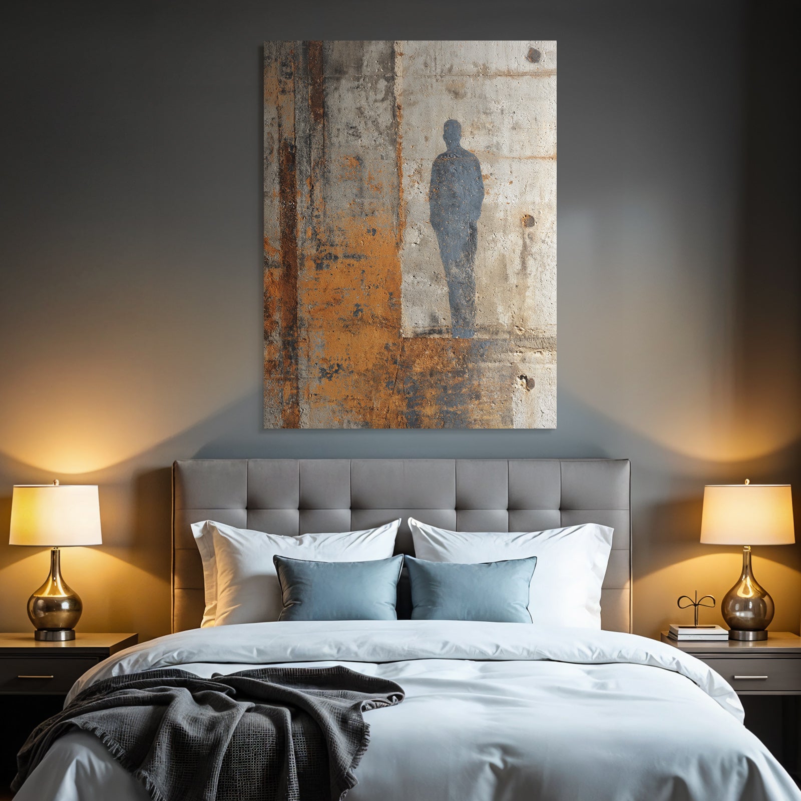 Silhouette Einer Person Auf Texturiertem Beton Hintergrund