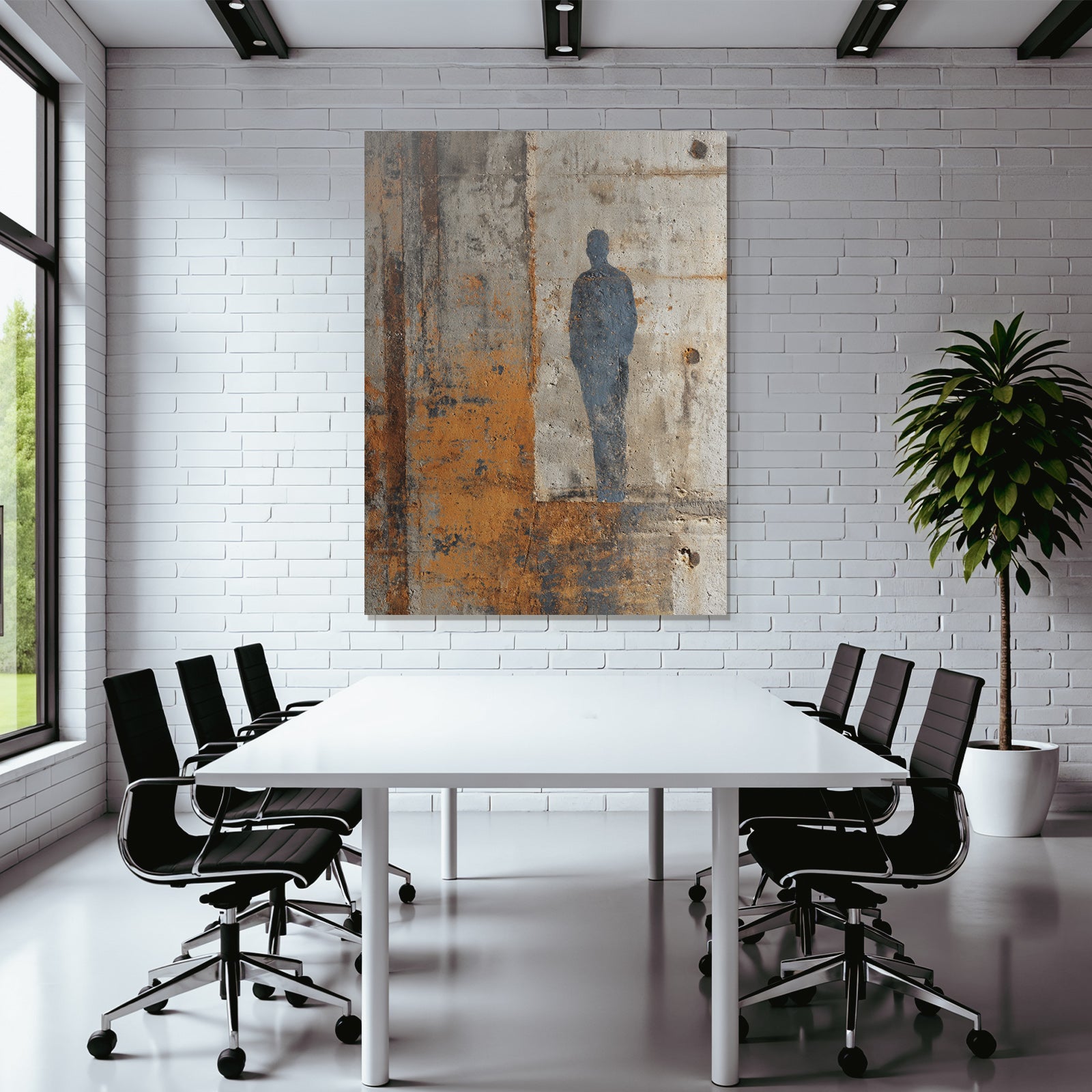 Silhouette Einer Person Auf Texturiertem Beton Hintergrund