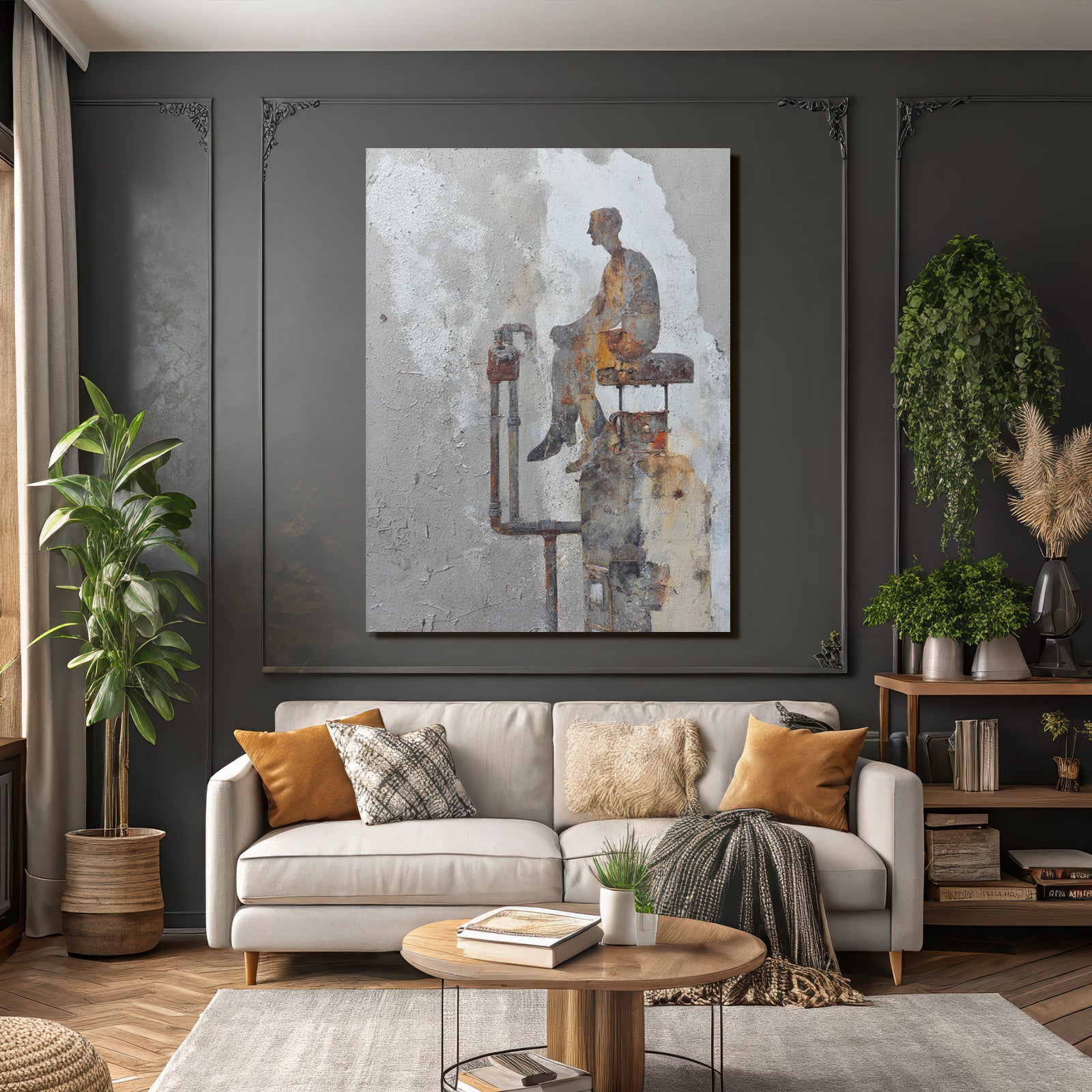 Silhouette Person Gas Tank Mural Artwork Background Textures