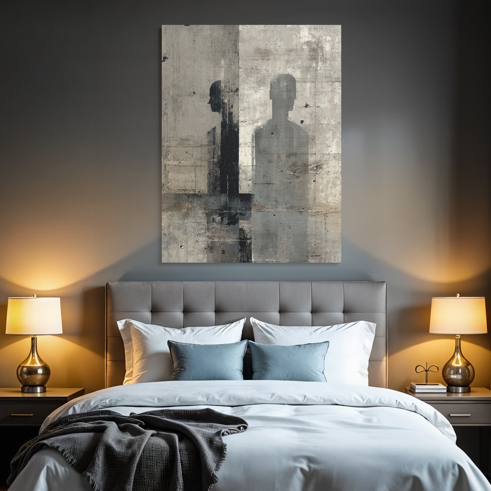 Silhouettes Gegen Strukturierten Hintergrund Grau Schwarz