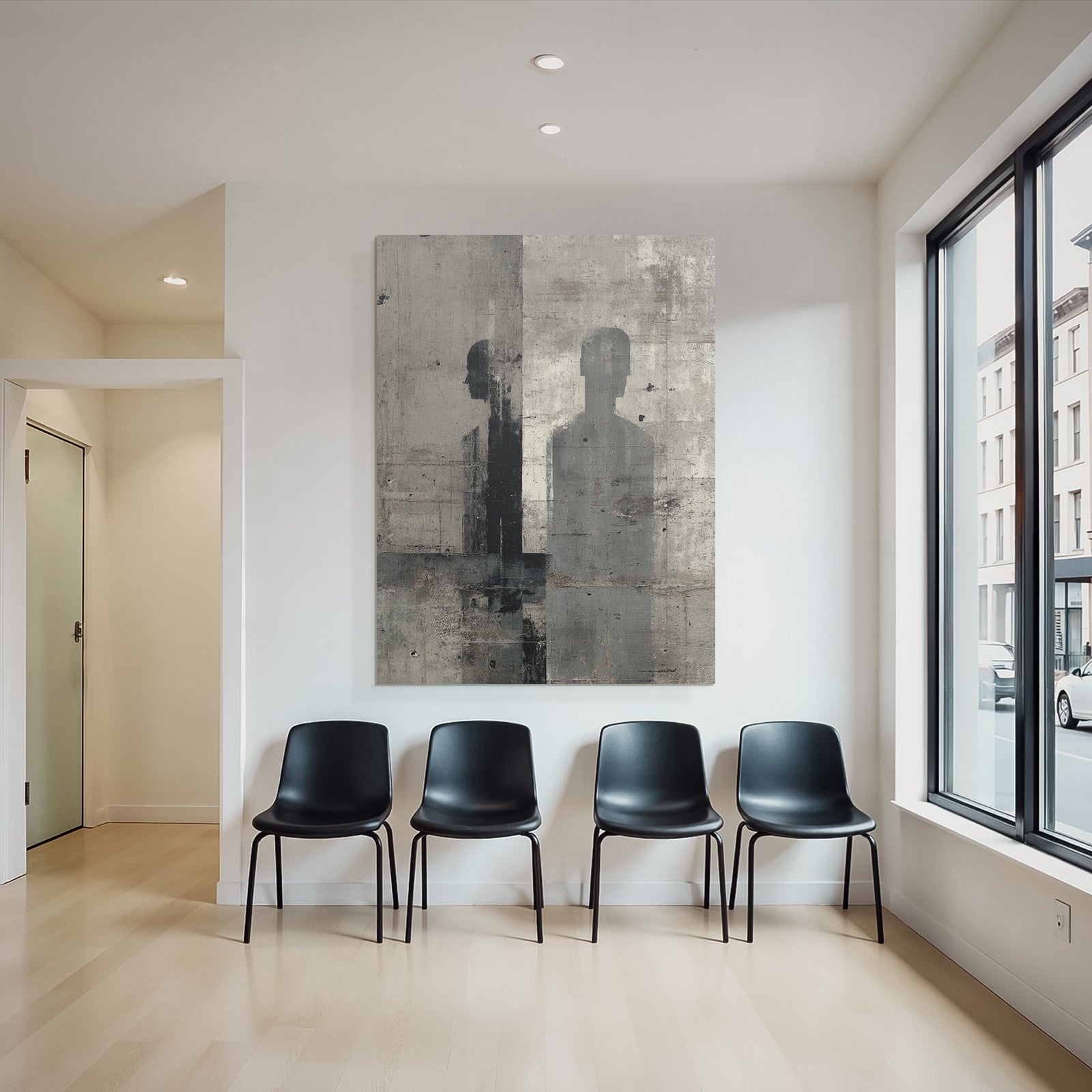 Silhouettes Gegen Strukturierten Hintergrund Grau Schwarz