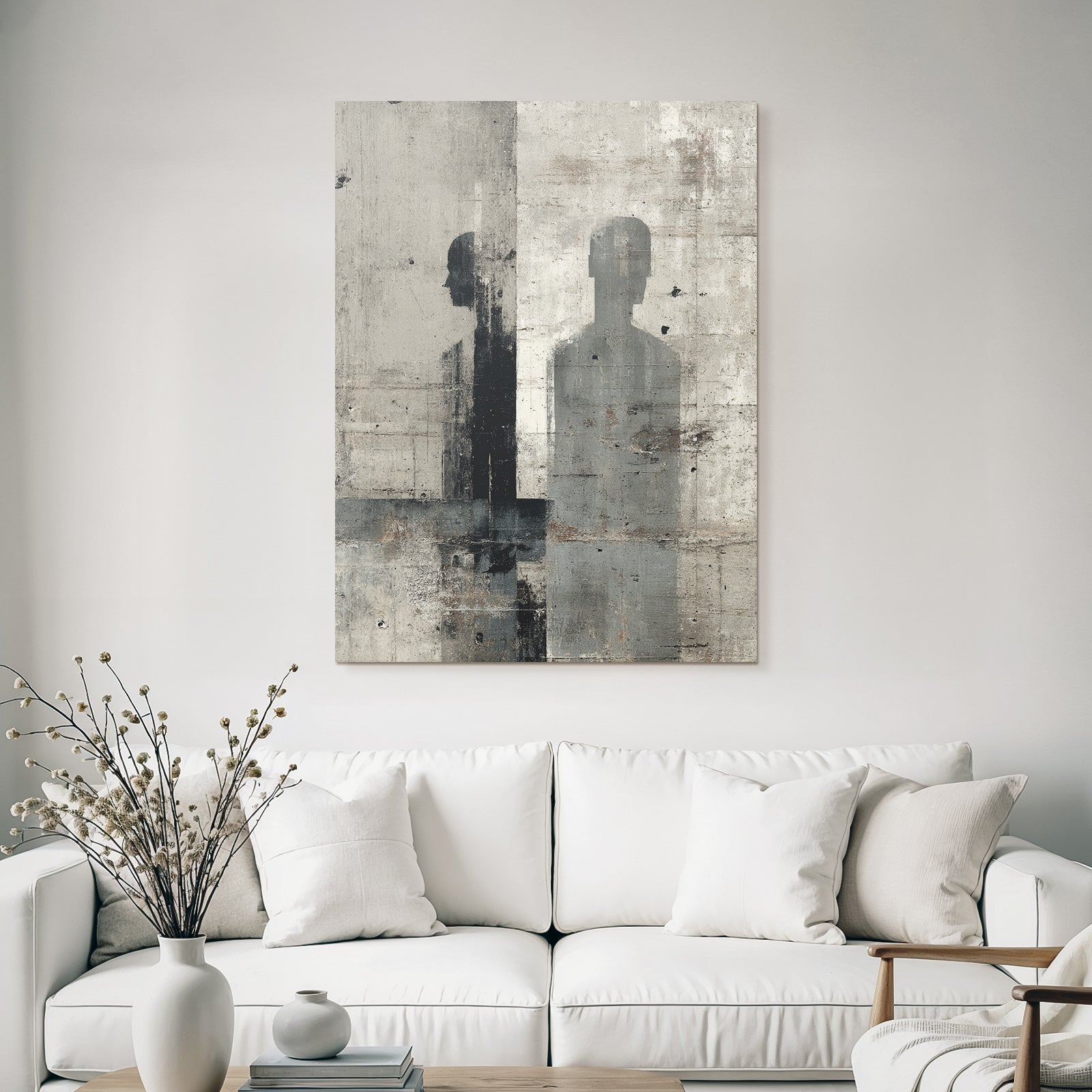 Silhouettes Gegen Strukturierten Hintergrund Grau Schwarz