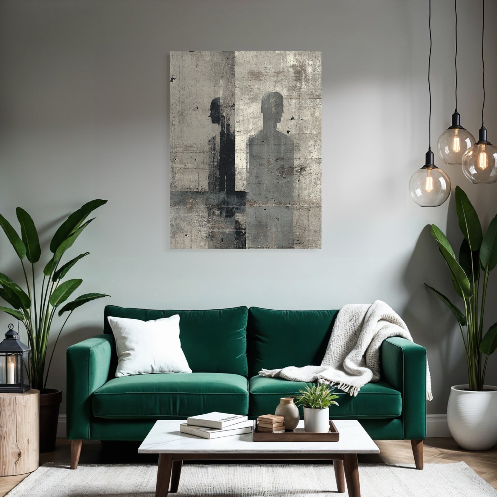 Silhouettes Gegen Strukturierten Hintergrund Grau Schwarz