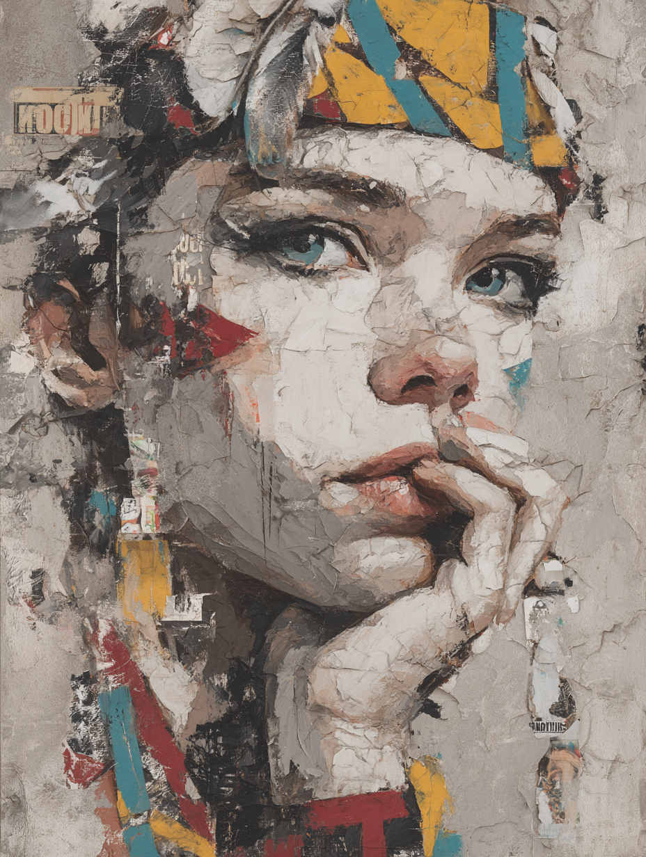 Stylisierte Frau Collage Gemischte Medien Portrait | Industrial | Einrichtungsstile