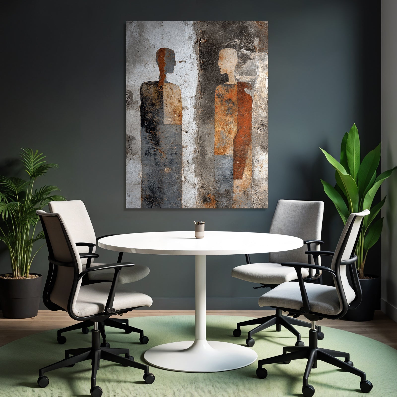 Zwei Abstrakte Menschliche Figuren Wandmural
