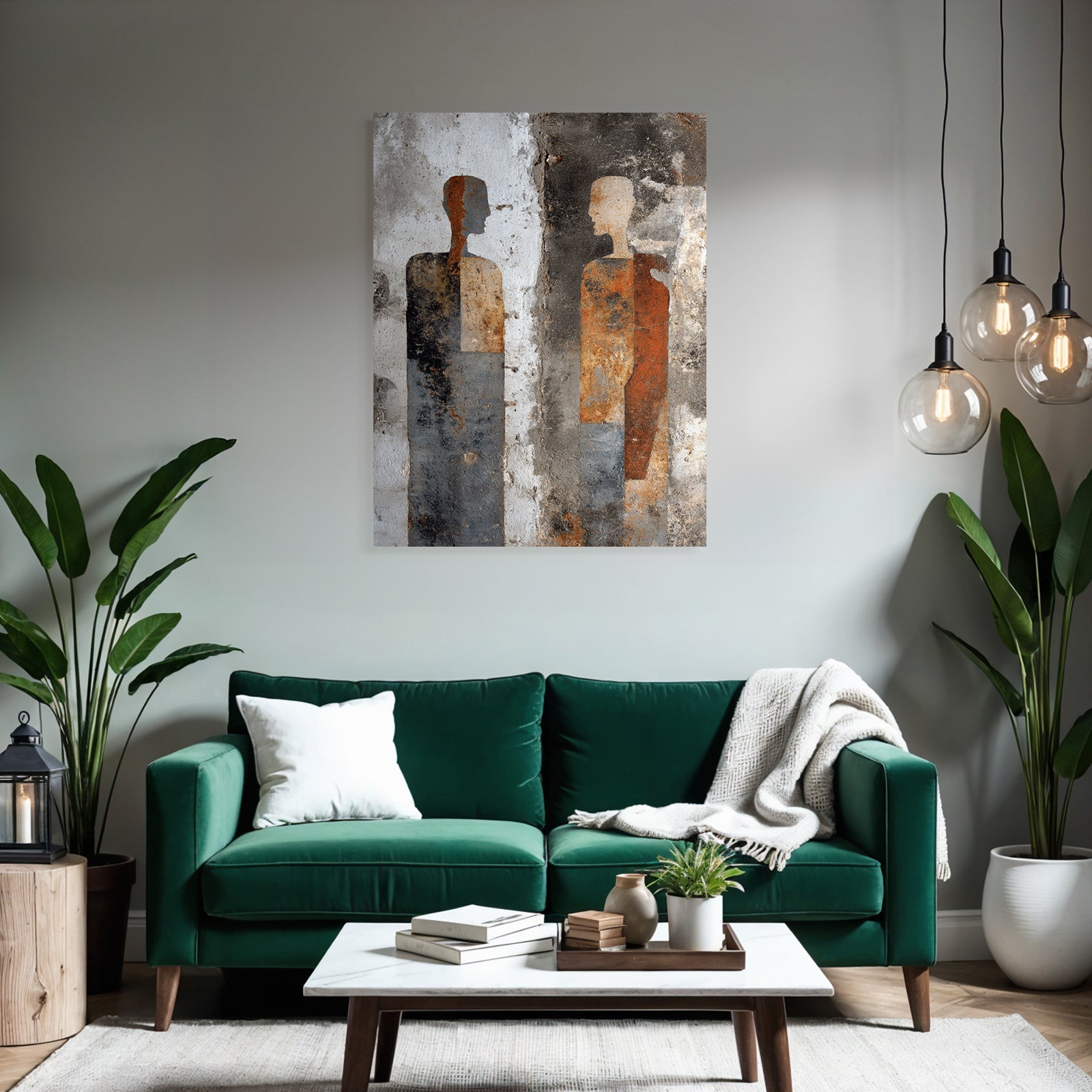 Zwei Abstrakte Menschliche Figuren Wandmural