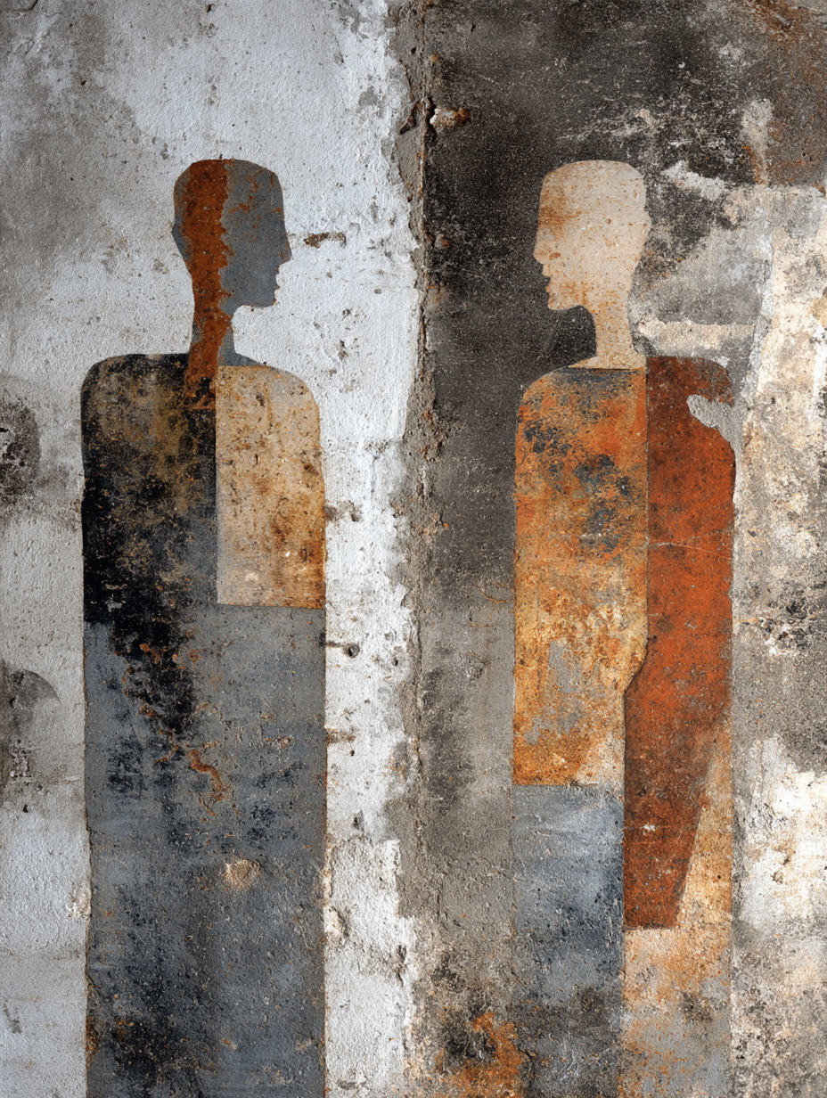 Zwei Abstrakte Menschliche Figuren Wandmural | Industrial | Einrichtungsstile