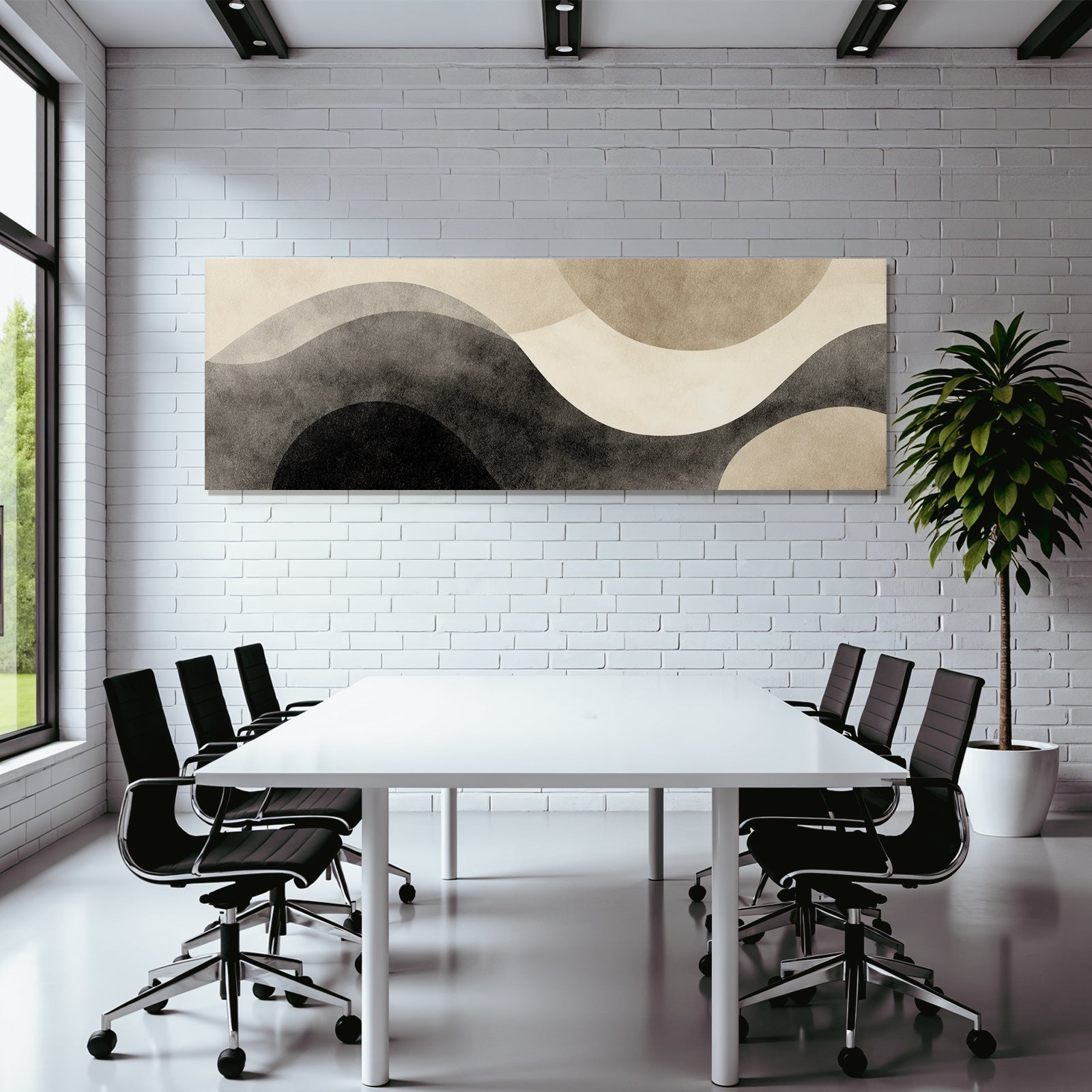 Abstract Design Fluid Shapes In Beige Black Grey
